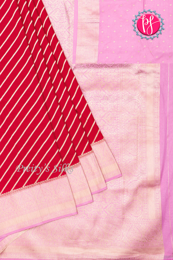 Semi Banarasi chiffon Silk Saree with lahariya pattern zari weaving -PA40199