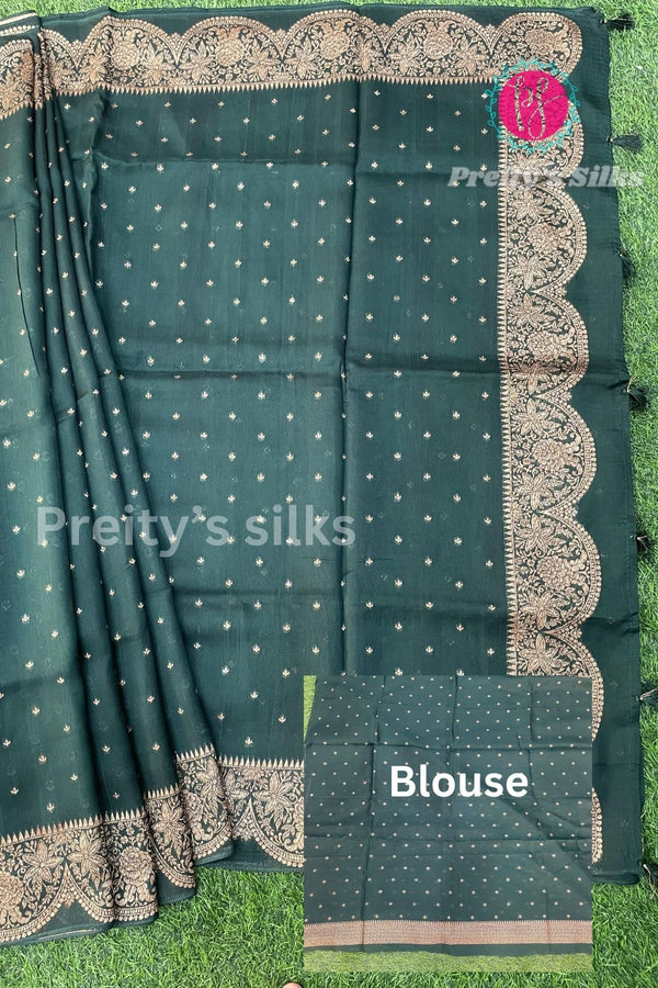 Semi Banarasi Tussar Dupion With Antique Zari Saree-PA50421
