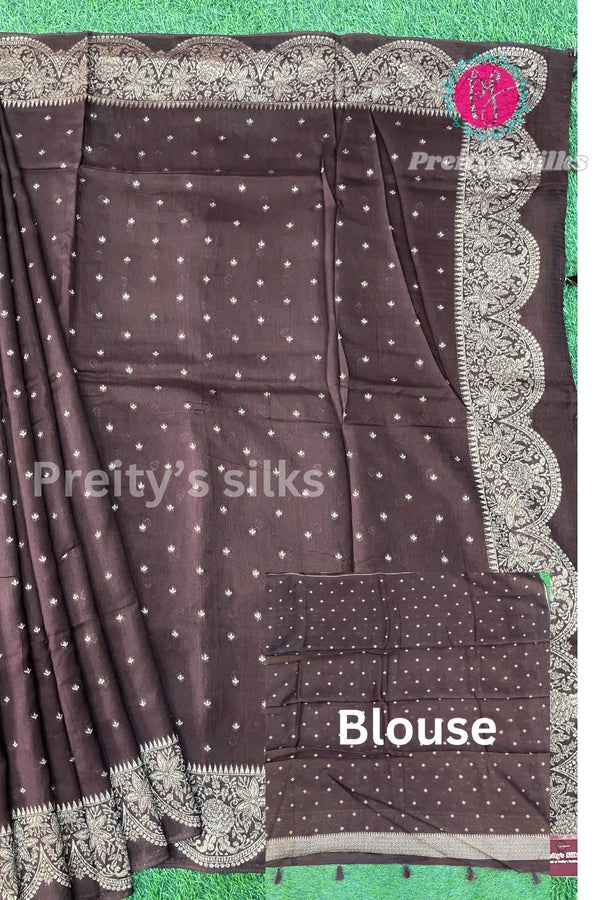 Semi Banarasi Tussar Dupion With Antique Zari Saree-PA50421