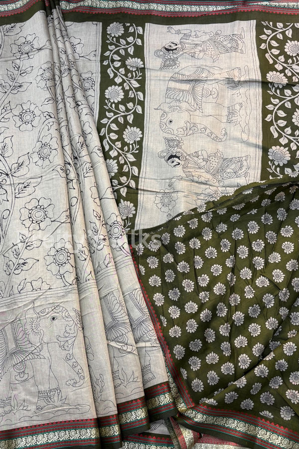 Cotton Blend Silk Saree -Kalamkari Prints-PA52094