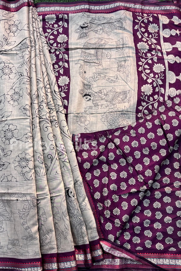 Cotton Blend Silk Saree -Kalamkari Prints-PA52094