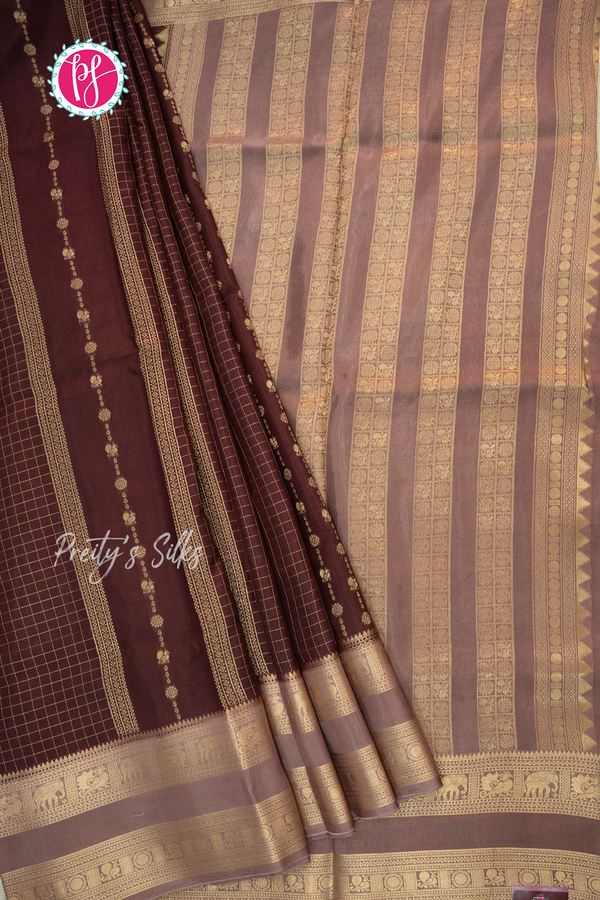 Munga Crepe Silk Saree with checks pattern- PA53740