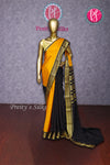 Pure Mysore Crepe Silk Saree -Mustardyellow And Black-PA10699